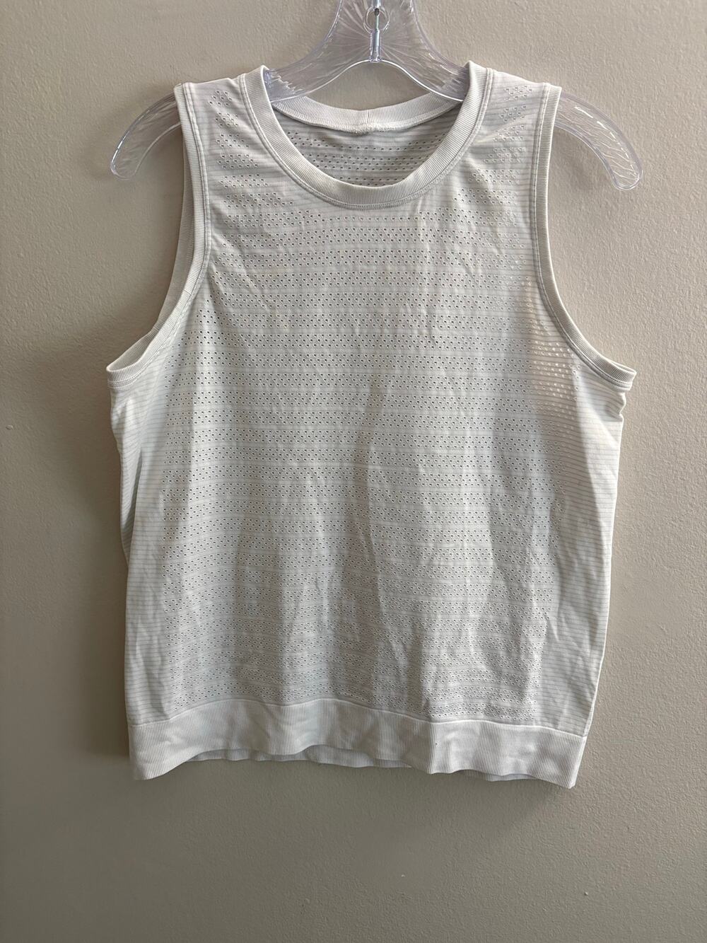 Lululemon Breeze By Muscle Tank Top White Seamless Mesh Running Womens 6